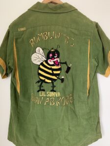 Drunken bee Korean bowling shirt worn by my dad in the 1960s